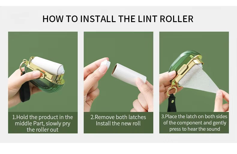 Mini Double Side Fluff Pet Hair Sticky Fur Remover Lint Roller with Hand Strap