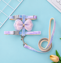 Lavender and blue butterfly harness with matching leash