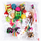Assorted cat toy set inside its clear packaging