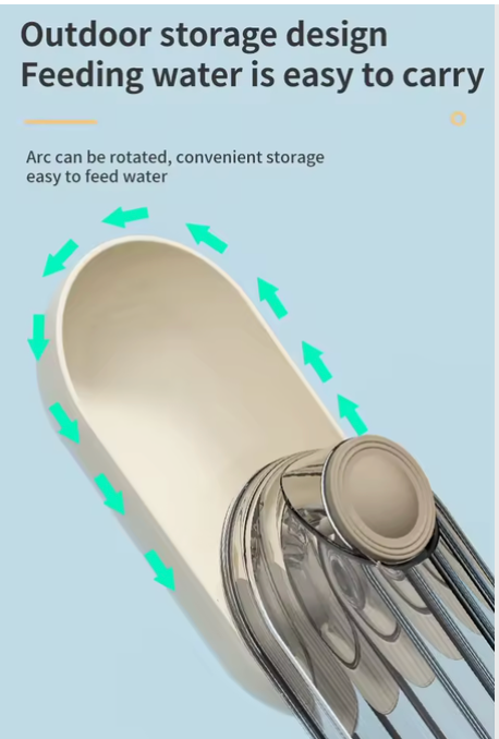 Rotating drinking trough on the two-in-one pet travel bottle
