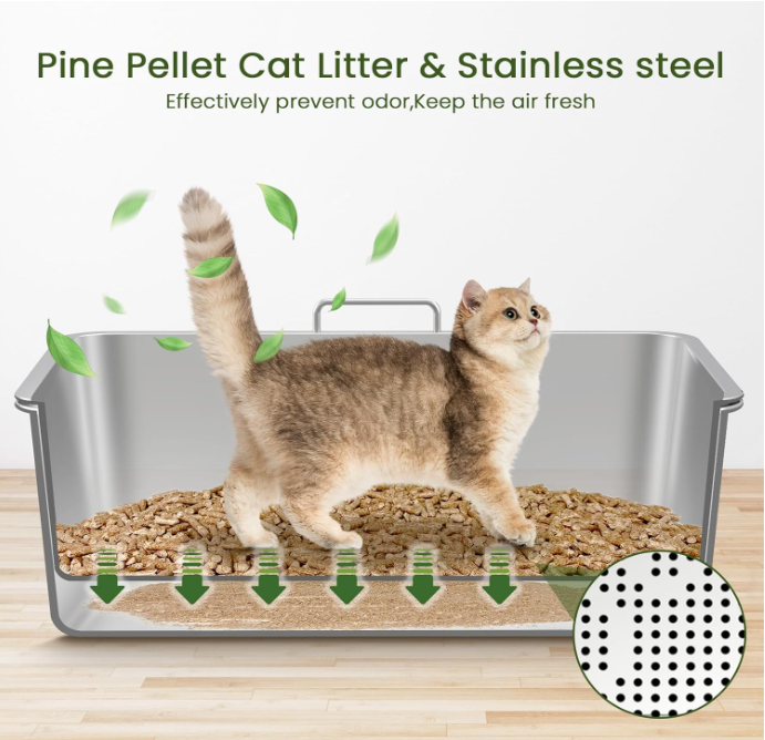 Alibaba supplier photo — Stainless-Steel Pine-Pellet Sifting Litter Box