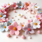 Nepalese felt flower garland shown in a second product view