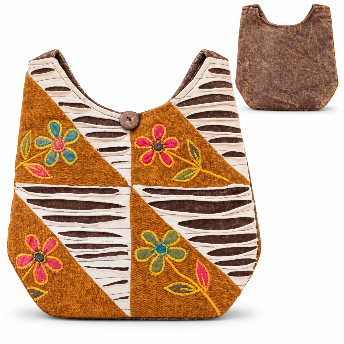 Golden Meadow Floral Hobo Bag on a clean white studio background