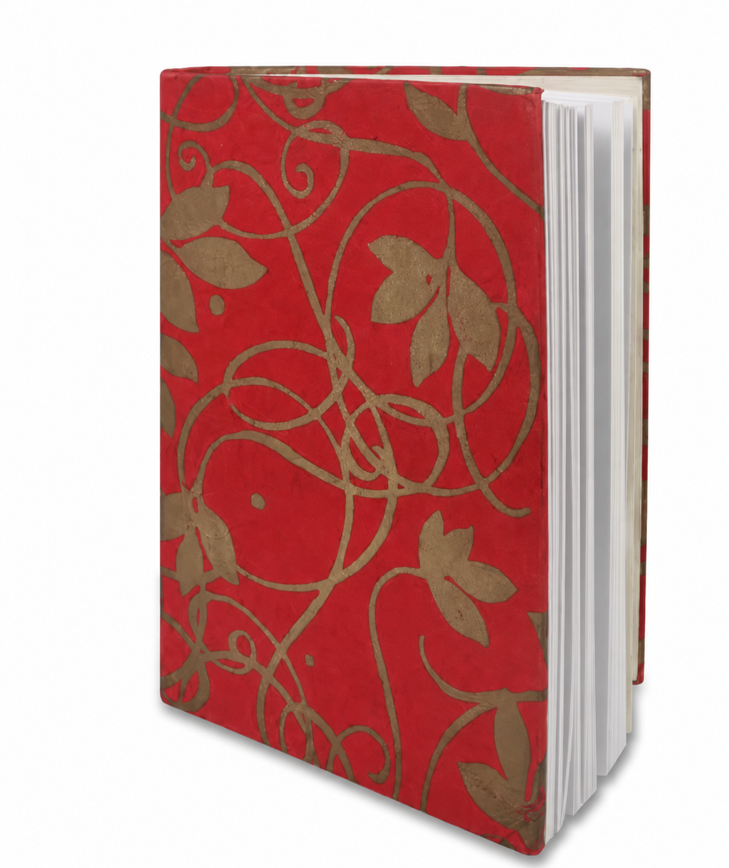 Red floral Lokta-paper journal