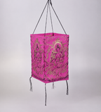 Pink sacred-art Lokta-paper lampshade