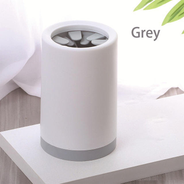 Manual dog paw-cleaning cup with soft flexible interior bristles