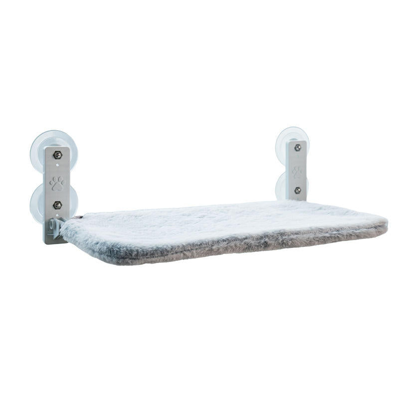 Cat window perch with safety-lock mounting hardware