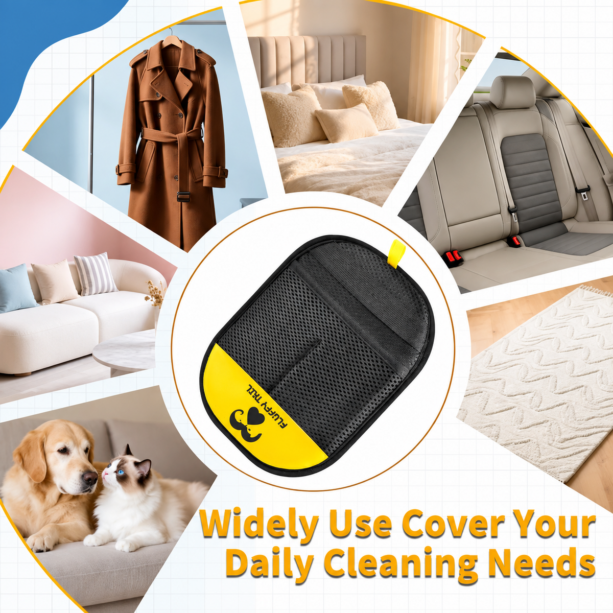 Reusable electrostatic pet hair removal glove for everyday cleaning on clothing, bedding, car seats, rugs, and furniture