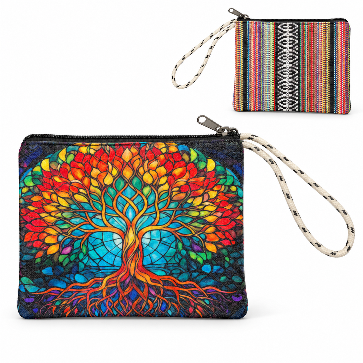 Rainbow Tree of Life Wristlet on a clean white studio background