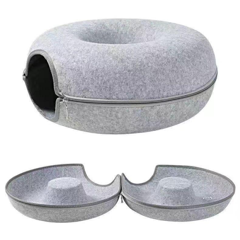 Peekaboo donut cat tunnel shown from another angle