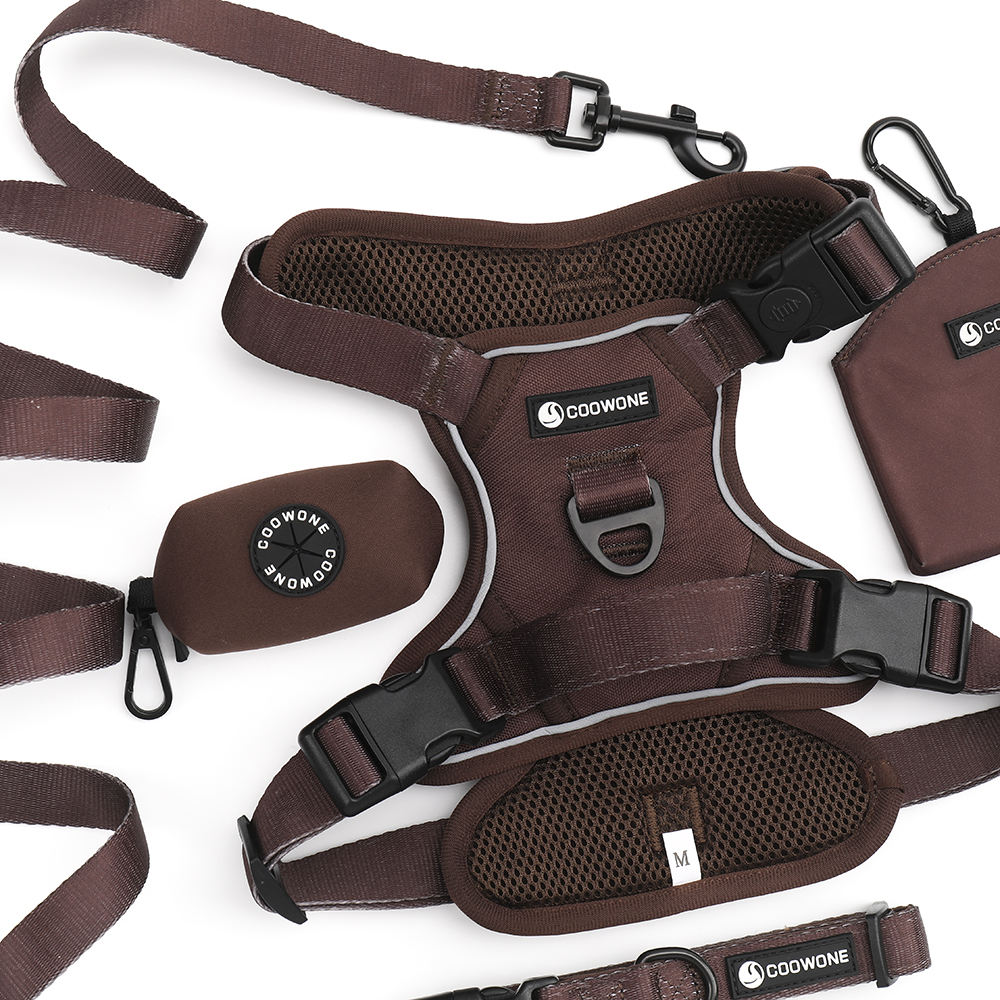 ChewMaya Walk Bundle with adjustable harness, matching leash, treat pouch, and waste-bag holder