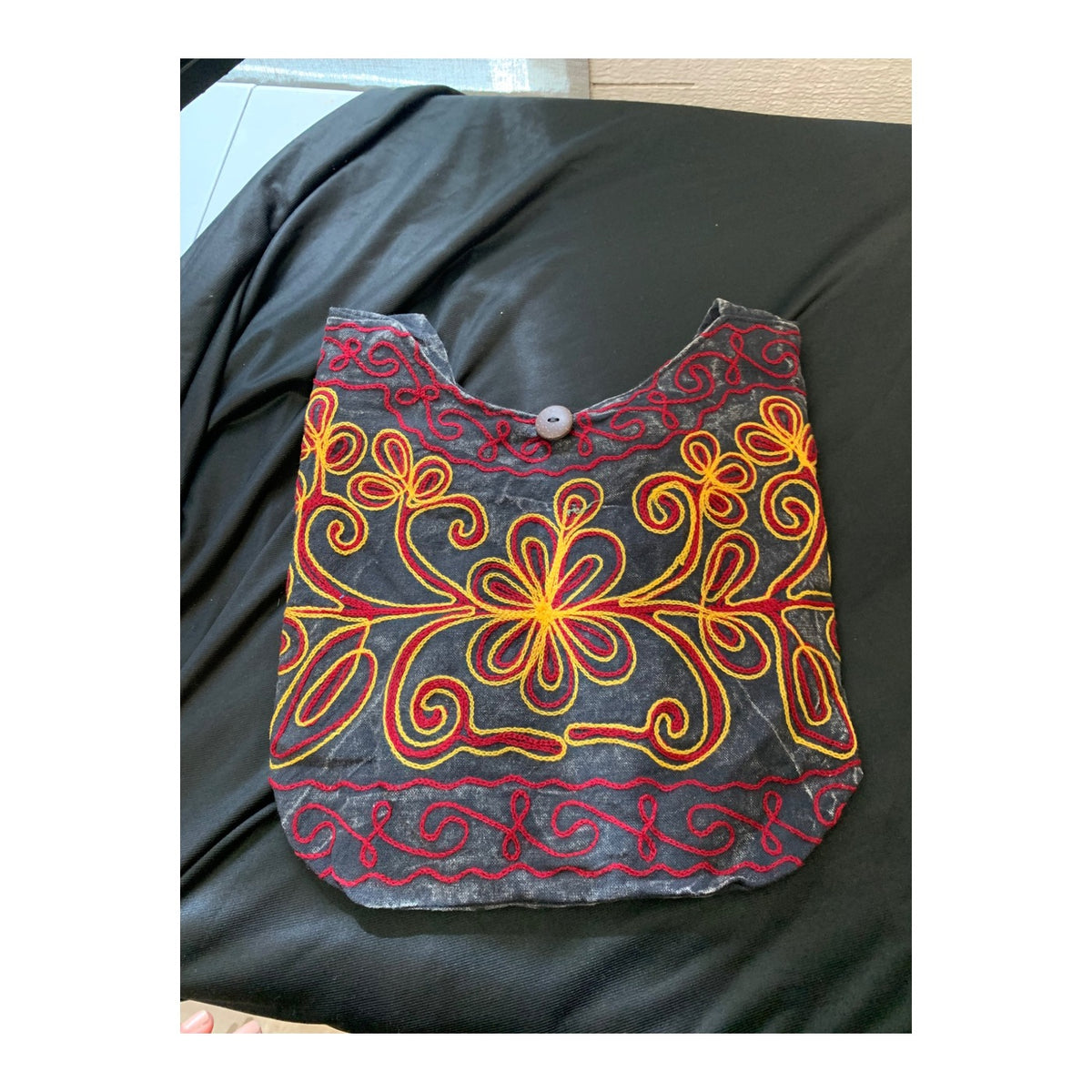 Black Ember Embroidered Hobo Bag clean product detail 1