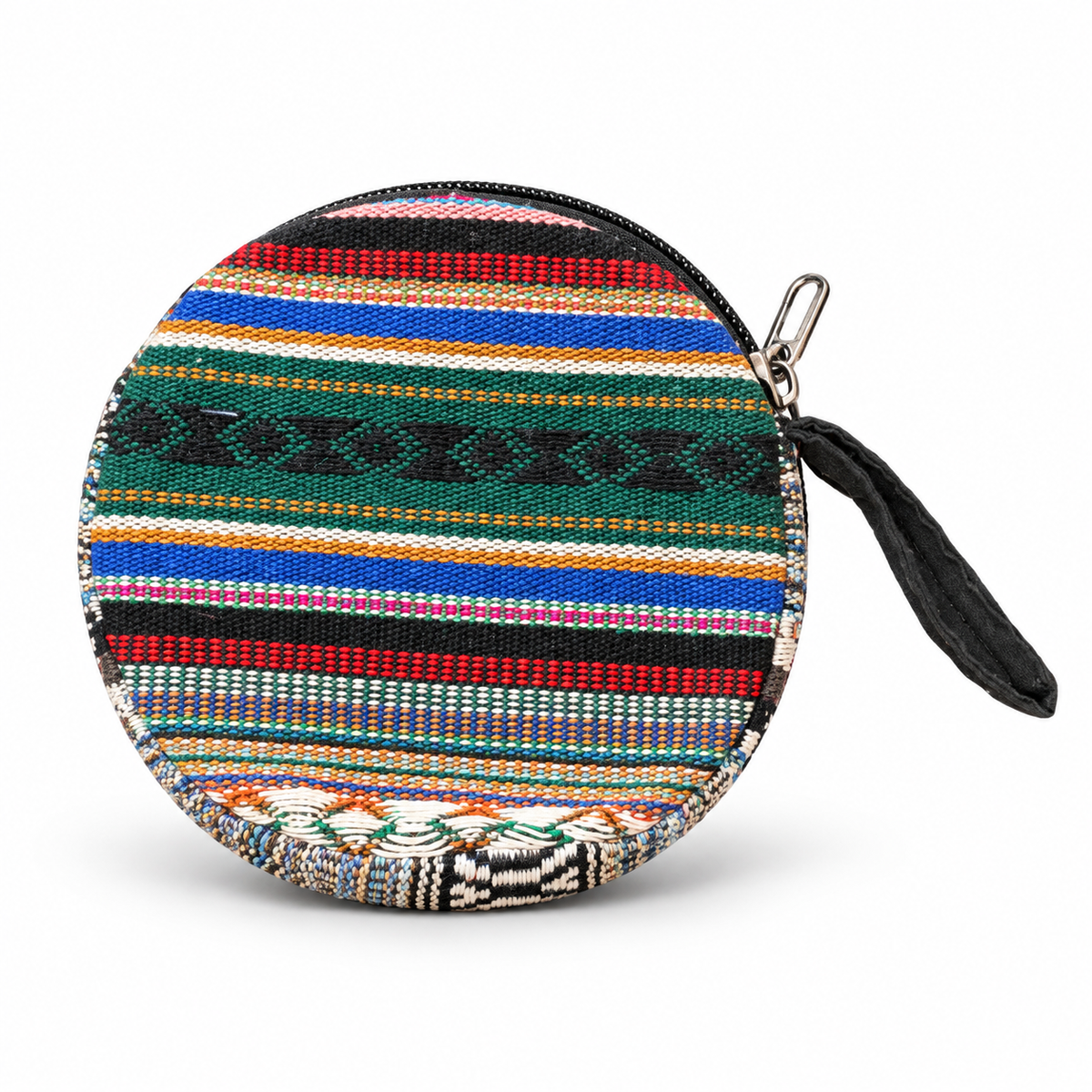 Himalayan Round Woven Coin Purse on white background