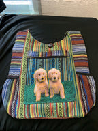 Himalayan Twin Pups Woven Hobo Bag front view