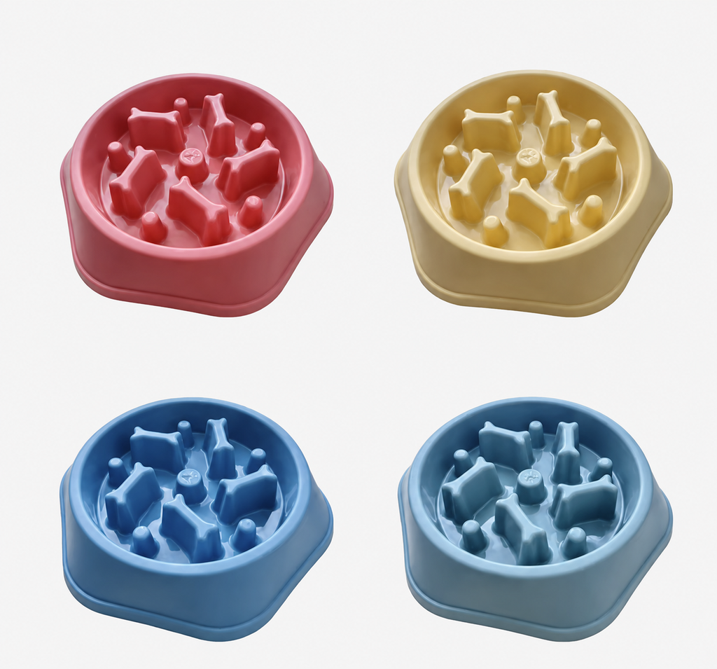 Slow-feeder dog bowl color options