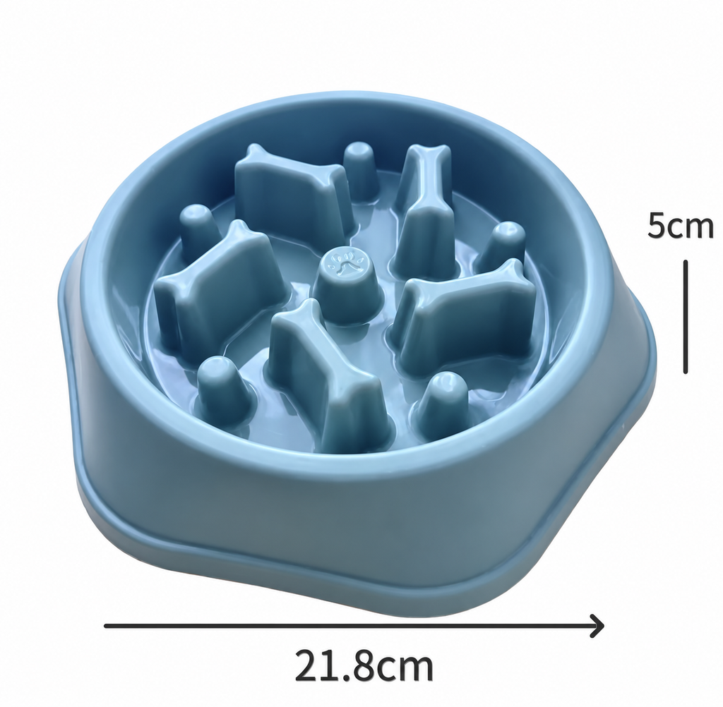 Blue slow-feeder dog bowl dimensions
